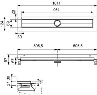TECE Дренажный канал для пристенного монтажа 601001 Seal System 100 см