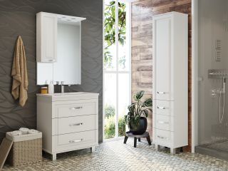 Зеркальный шкаф с подсветкой Misty Терра 70см левый белый