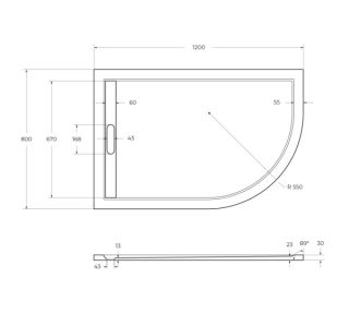 Душевой поддон из искусственного мрамора CEZARES TRAY-AS-RH-120/80-30-W-L белый