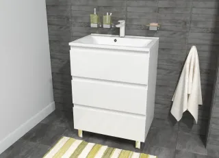 Напольная тумба под раковину Эстет Bali New ФР-00009962 65см три ящика белый