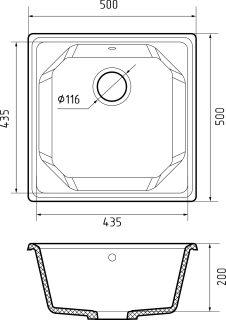 Мойка кухонная GranFest Чёрная Unique U-500 чер