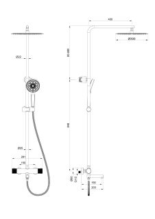 Душевая стойка Wonzon & Woghand WW-88739902-BG с термостатом брашированное золото