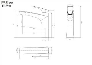 Смеситель для раковины Black&White Universe 7901B с выдвижным изливом чёрный матовый