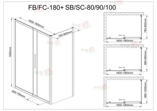Душевой уголок AvaCan FB 160-180 + SB 80 MT чёрный