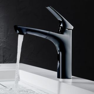 Смеситель для раковины Black&White Universe 7901B с выдвижным изливом чёрный матовый