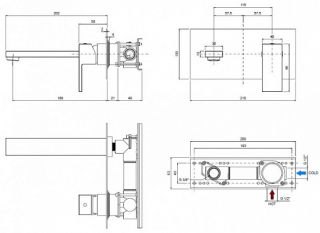 Смеситель для раковины встраиваемый однорычажный, золото Cezares UNIKA-BLI1-03/24