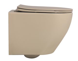 Подвесной унитаз ABBER Bequem AC1100MBB безободковый бежевый матовый