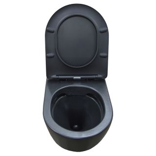 Унитаз подвесной Azario Gloria AZ-2003MB безободковый с сиденьем микролифт чёрный матовый