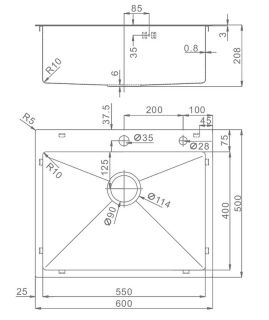 Кухонная мойка Raglo R701.6050.09 60см графит