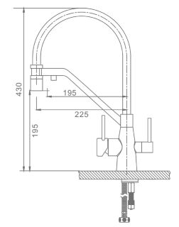 Смеситель для кухни Raglo R80.62.05 с подключением фильтра сатин