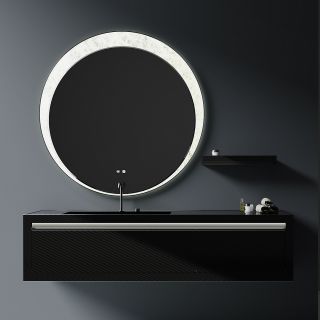 Комплект мебели для ванной Black&White Gravity V-2408 Unihopper drawers Carbon Fiber 2-hole mirror LED Anti-fog