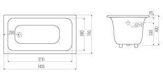 Ванна чугунная Goldman Classic CL14070 140x70см с ножками