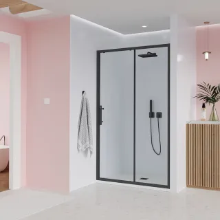 Душевая дверь Veconi Evo 100 B, 1000x1950, черный матовый, стекло прозрачное