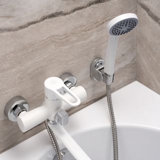 Смеситель для ванны с душем РМС SL77W-006E белый