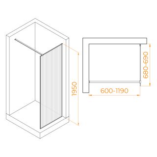 Душевая перегородка RGW WA-08 06100807-151 70см хром