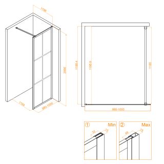 Душевая перегородка RGW WA-110Gb 351011010-16 100см брашированное золото