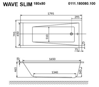 Гидромассажная ванна Whitecross Wave Slim 0111.180080.100.RELAX.GL 180x80см Relax золото