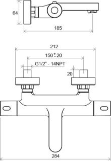 Смеситель Ravak TE 023.00/150 Termo 300 X070097 для ванны с термостатом