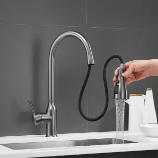 Смеситель для кухни Shevanik S163T оружейная сталь