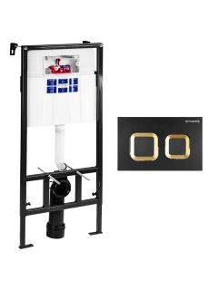 SET Инсталляция Sava Fix Slim + клавиша смыва черный матовый + золото глянец квадр. SMART