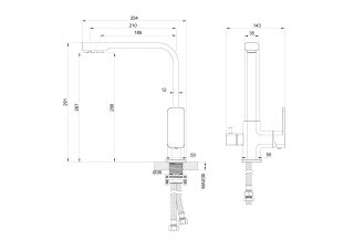 Смеситель для кухни Wonzon & Woghand WW-88458004-MB с подключением фильтра чёрный матовый