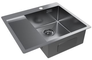 Мойка кухонная Paulmark Kroner PM225951-GMR правая воронёная сталь